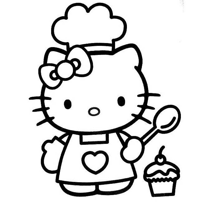 Tranh Tô Màu Hello Kitty Đẹp Nhất Dễ Thương, Có Hình Mẫu