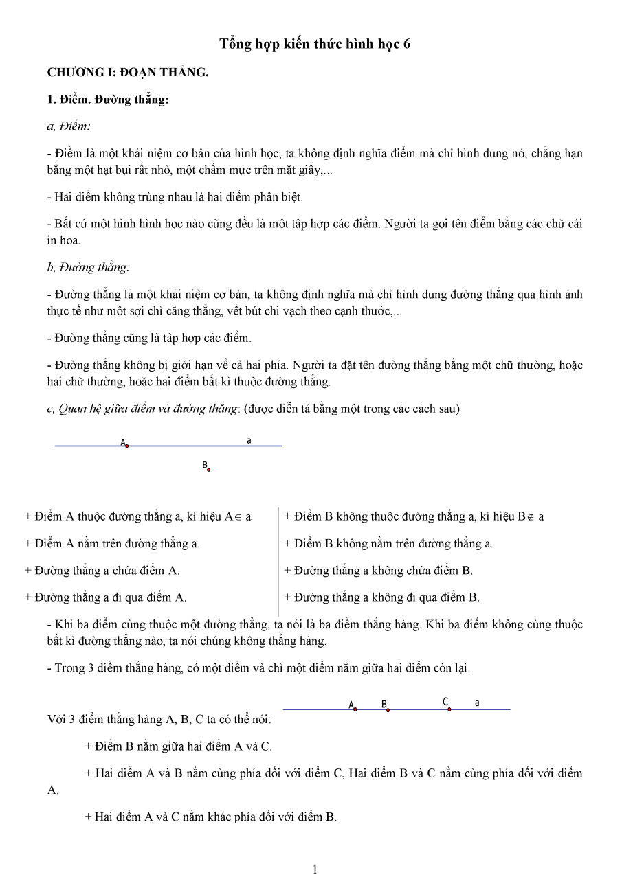 Tổng Hợp Kiến Thức Cơ Bản Hình Học Lớp 6