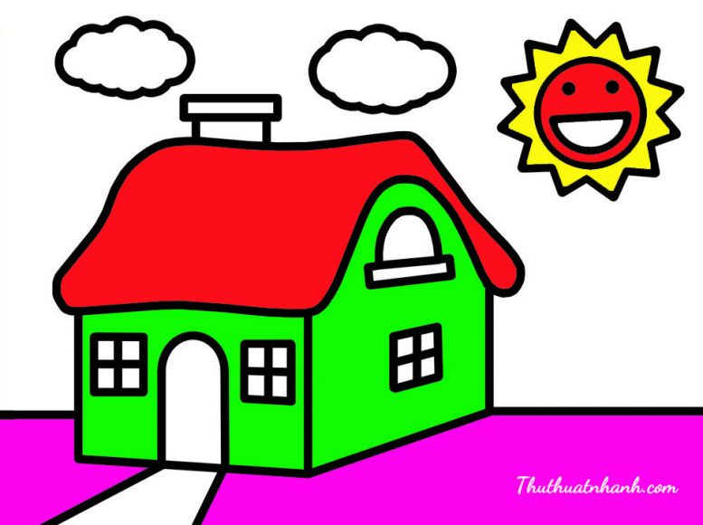 Tranh Tô Màu Ngôi Nhà Của Bé Thật Đẹp Và Xinh Xắn - Trường Tiểu Học Thủ Lệ